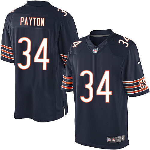 Men's Limited Walter Payton Nike Jersey Navy Blue Home - #34 NFL Chicago Bears